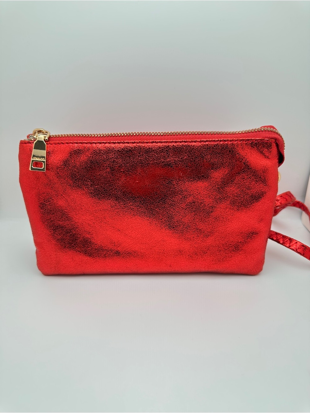 Jen & Co Metallic Red Vegan Leather Crossbody bag wristlet Clutch - Picture 2 of 11
